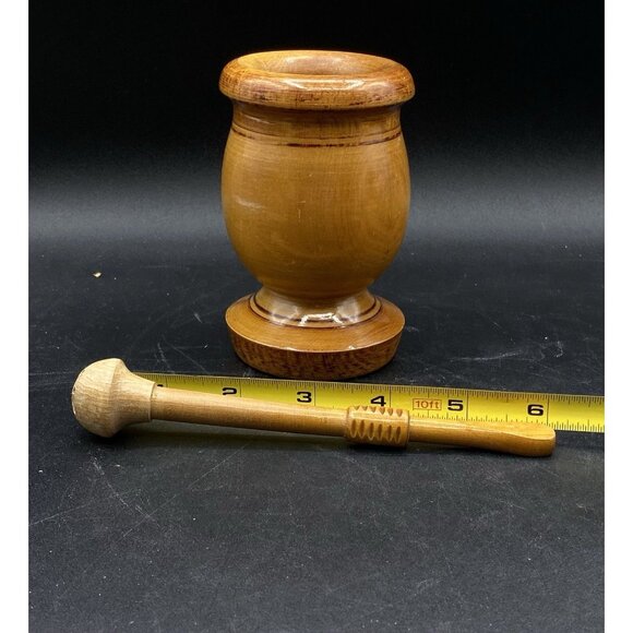 Olive Wood Mortar & Pestle Apothecary Pestle Has Holes - Picture 3 of 14